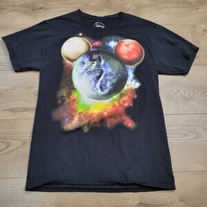 Mickey Mouse Shirt Adult Medium Black Galaxy Space Souvenir Graphic Disneyland